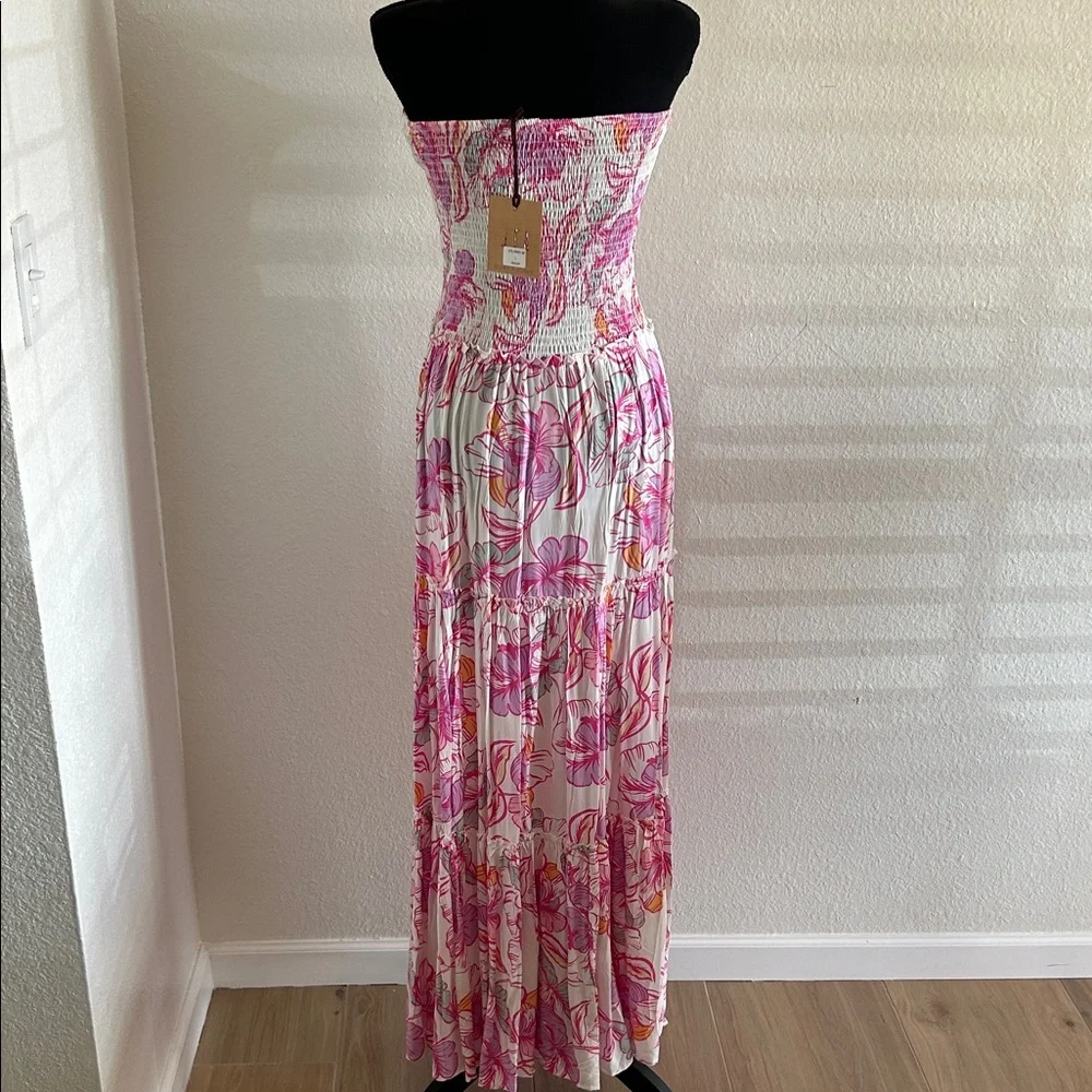 Anthropologie Abel The Label Azalea Elegant Strapless Floral Dress - Picture 5 of 7